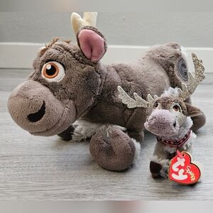 Disney Frozen Sven Reindeer Plush with Ty Sparkle Clip Keychain